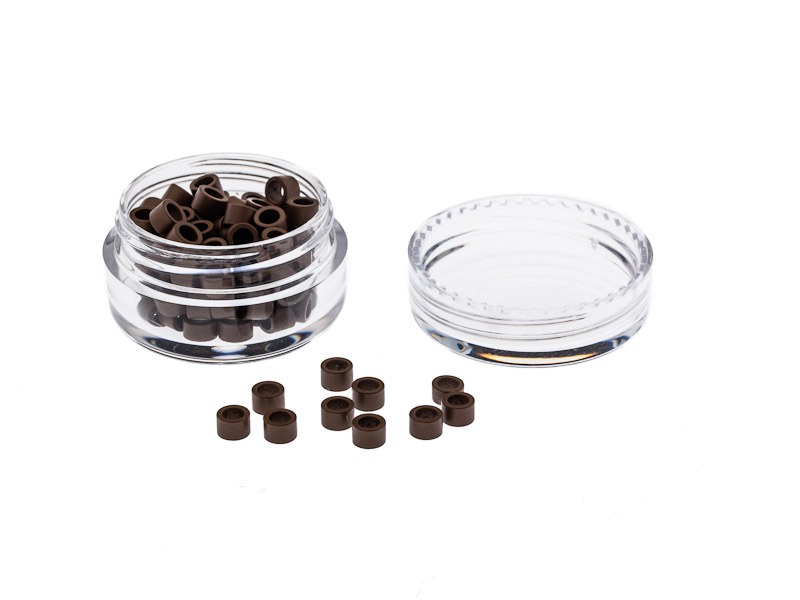 Microrings with thread 100 pieces size. M light brown