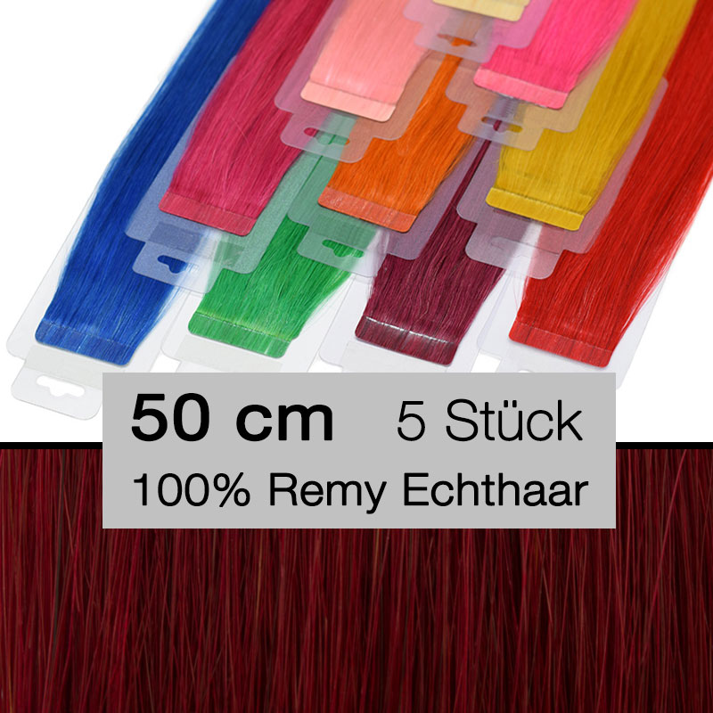 Bunte Tape Extensions Crazy Colour 5 Stück 4 cm 530 burgundrot