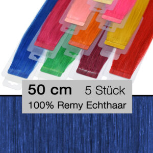 Bunte Tape Extensions Crazy Colour 5 Stück 4 cm blau