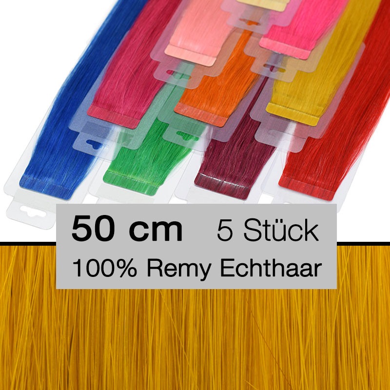 Bunte Tape Extensions Crazy Colour 5 Stück 4 cm gelb