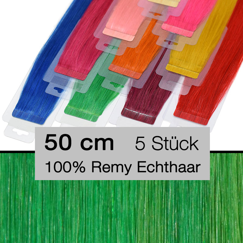 Bunte Tape Extensions Crazy Colour 5 Stück 4 cm grün