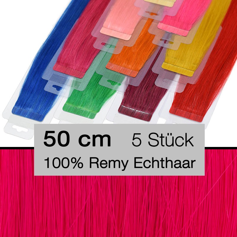 Bunte Tape Extensions Crazy Colour 5 Stück 4 cm neon pink