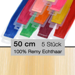 Bunte Tape Extensions Crazy Colour 5 Stück 4 cm weissblond