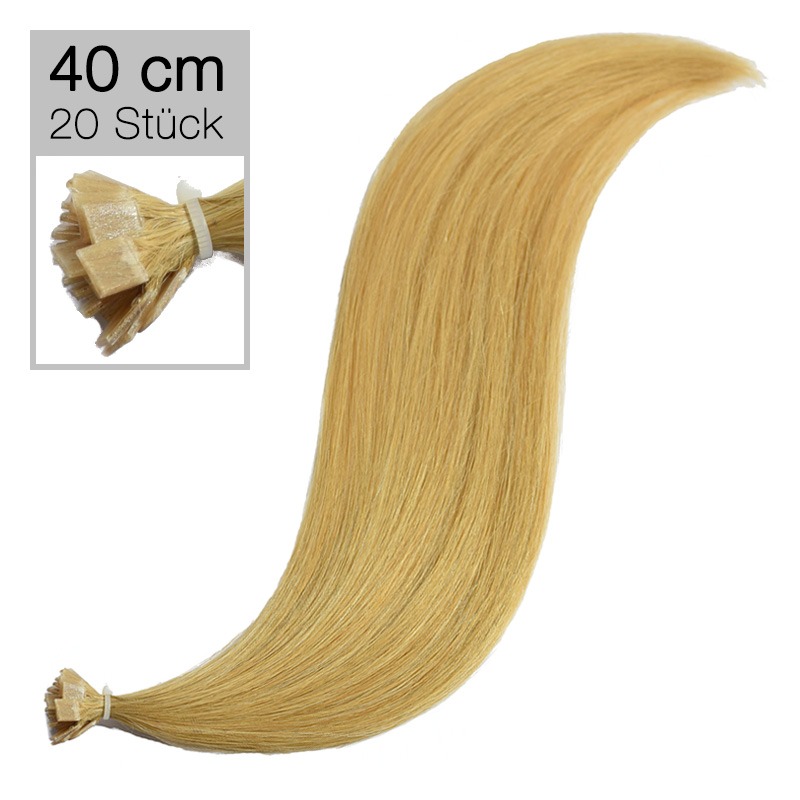 20 Echthaar Bonding Extensions Virgin Remyhaar 40 cm glatt 14-22 dunkelblond – aschblond Mix