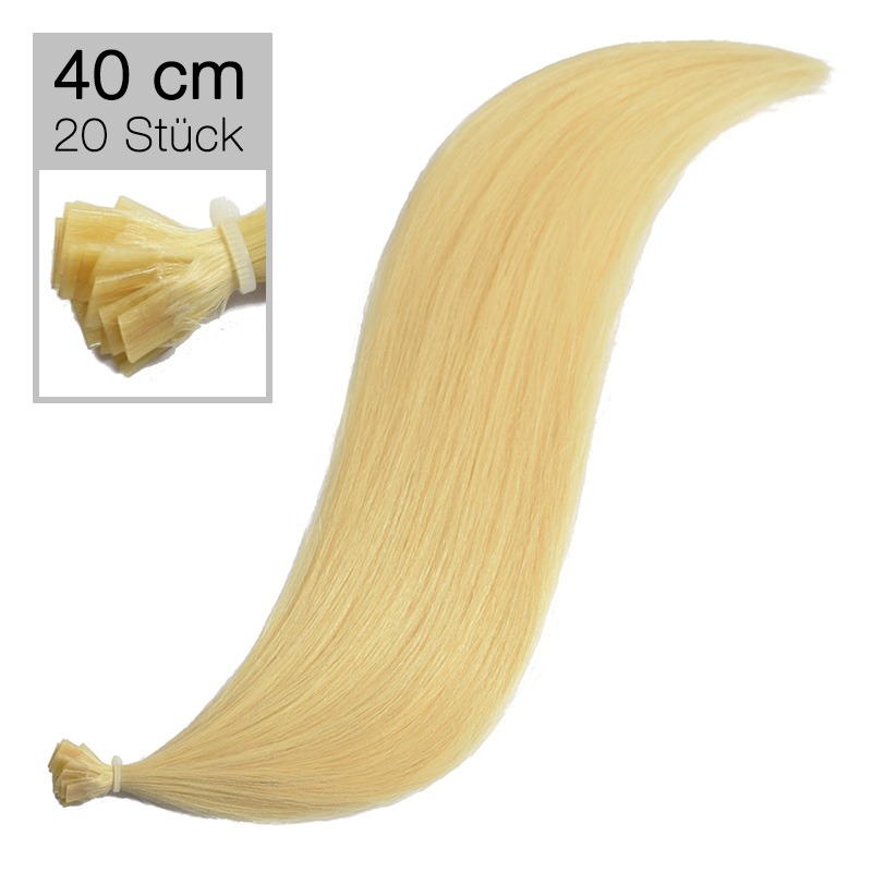 20 Human Hair Bonding Extensions Virgin Remy Hair 40 cm straight 22 golden light blonde