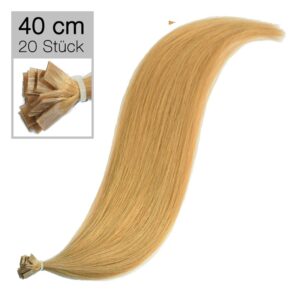 20 Echthaar Bonding Extensions Virgin Remyhaar 40 cm glatt 27 strahlendes kupferblond