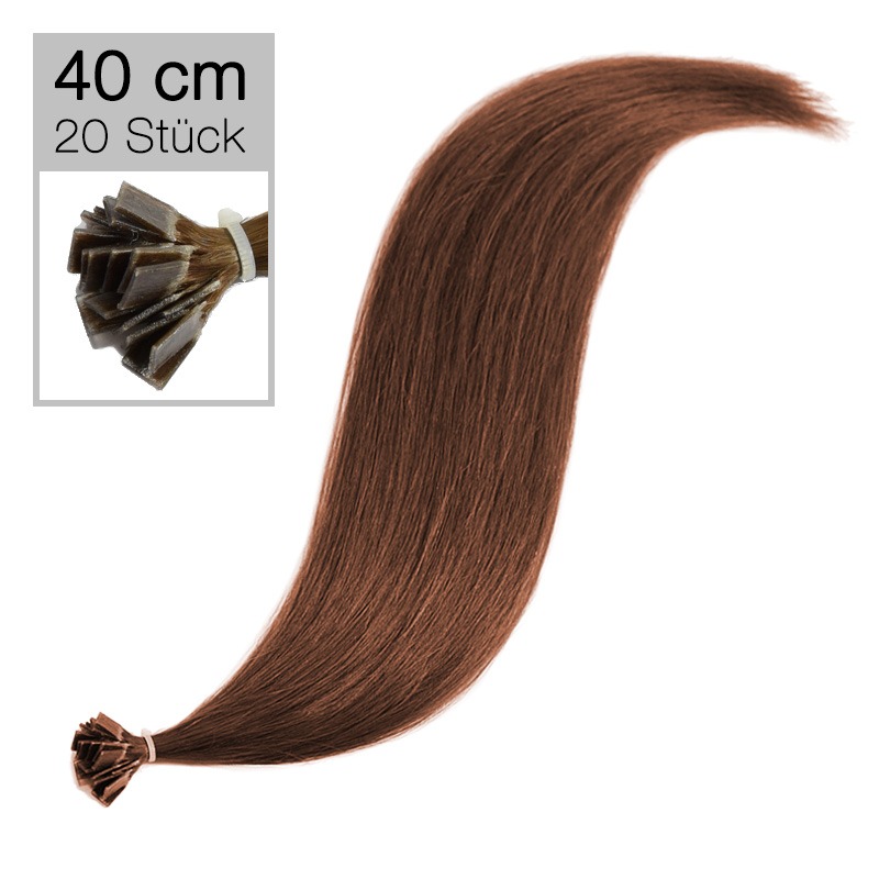 20 Human Hair Bonding Extensions Virgin Remy Hair 40 cm smooth 4 chocolate brown