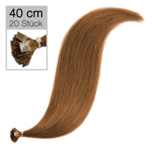 20 Echthaar Bonding Extensions Virgin Remyhaar 40 cm glatt 8 haselnussbraun