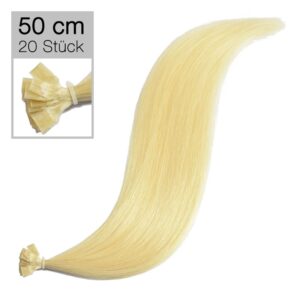 20 Echthaar Bonding Extensions Virgin Remyhaar 50 cm glatt 613 beach blonde
