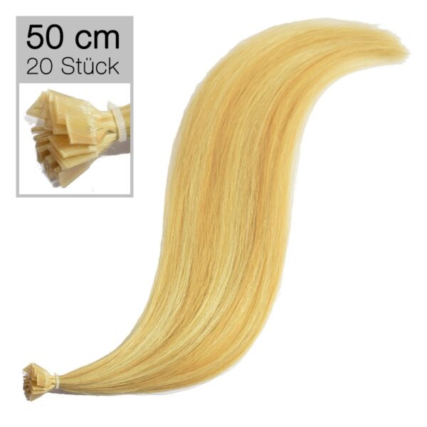 20 Echthaar Bonding Extensions Virgin Remyhaar 50 cm glatt 613-27 beach blonde - strahlendes kupferblond