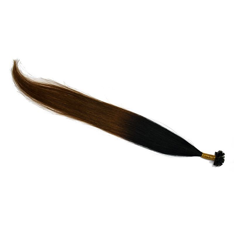 Ombre Extensions Echthaar Bondings - TwoTone Hair 1-8 schwarz – haselnussbraun