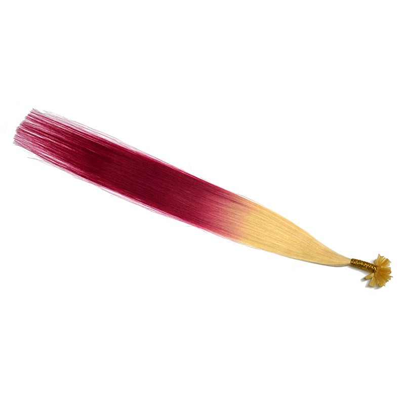 Ombre Extensions Echthaar Bondings - TwoTone Hair 60-fuchsia platinblond – fuchsia