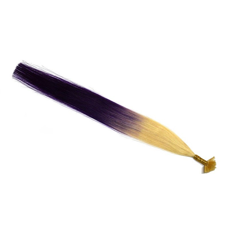 Ombre Extensions Echthaar Bondings - TwoTone Hair 60-purple platinblond – purple