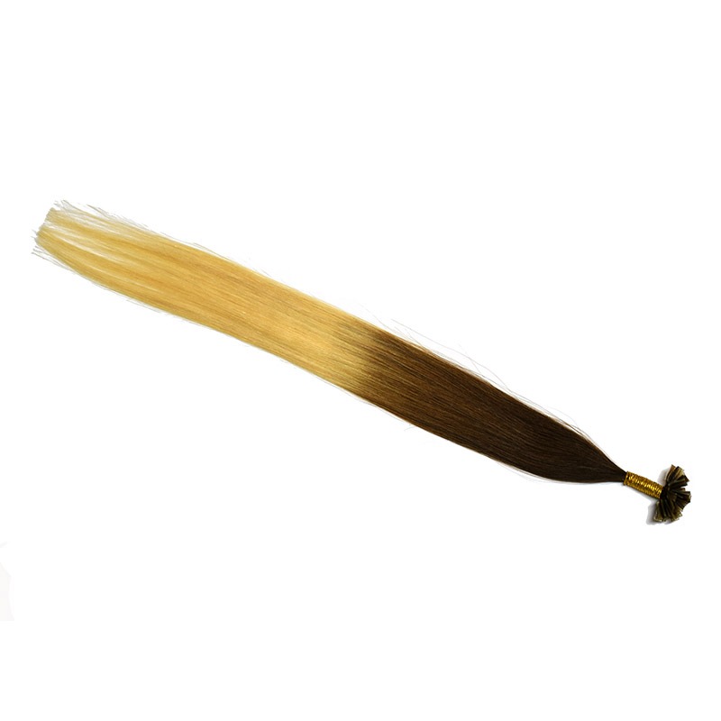 Ombre Extensions Echthaar Bondings – TwoTone Hair 8-613 haselnussbraun – beach blonde