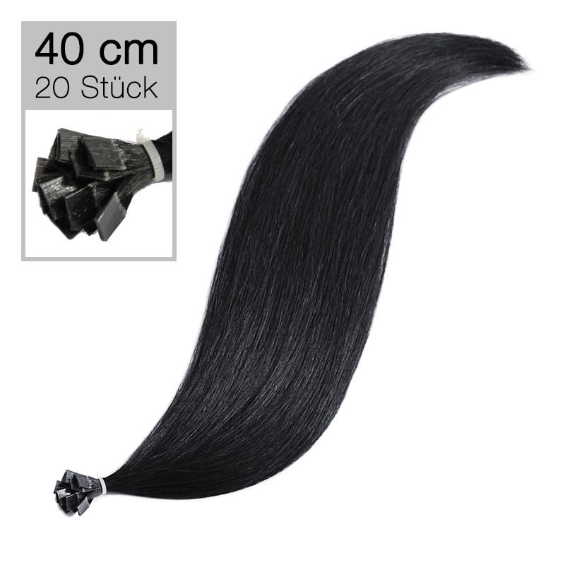 Probesträhne Echthaar Extensions Virgin Remy 1 schwarz