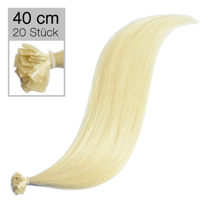 Probesträhne Echthaar Extensions Virgin Remy 60 platinblond