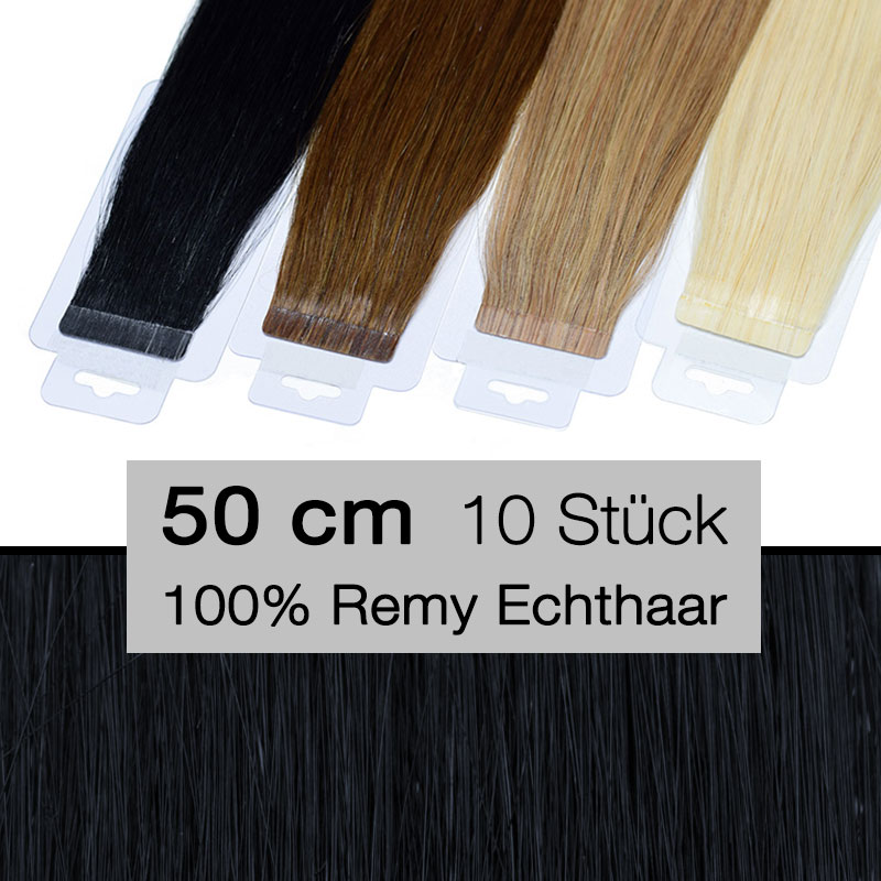 Tape In Hair Extensions Tressen 10 Stück 50 cm 4 cm 1 schwarz