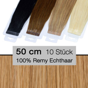 Tape In Hair Extensions Tressen 10 Stück 50 cm 4 cm 18 goldbraun