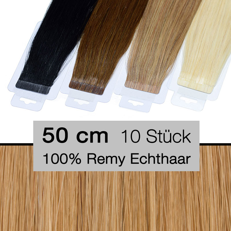 Tape In Hair Extensions Tressen 10 Stück 50 cm 4 cm 18 goldbraun