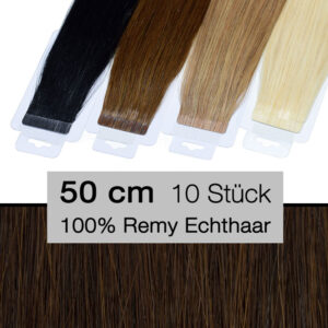 Tape In Hair Extensions Tressen 10 Stück 50 cm 4 cm 2 dunkelbraun
