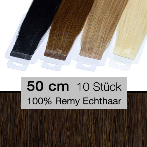 Tape In Hair Extensions Tressen 10 Stück 50 cm 4 cm 2 dunkelbraun