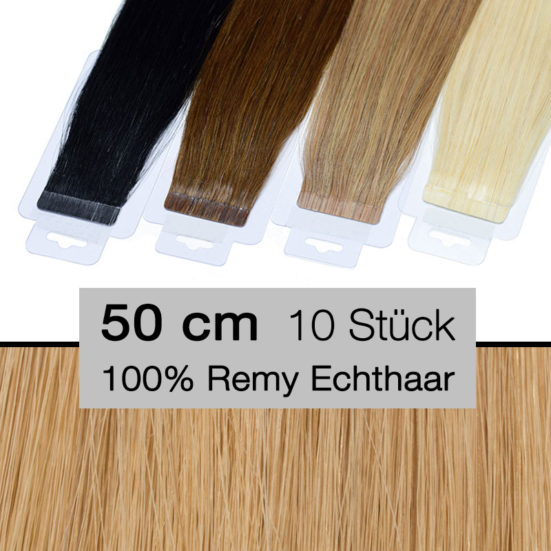 Tape In Hair Extensions Tressen 10 Stück 50 cm 4 cm 20 goldblond