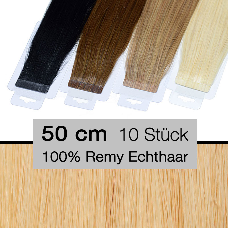 Tape In Hair Extensions Tressen 10 Stück 50 cm 4 cm 24 sattes goldblond