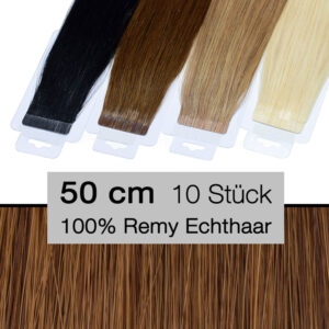 Tape In Hair Extensions Tressen 10 Stück 50 cm 4 cm 30 rotbraun