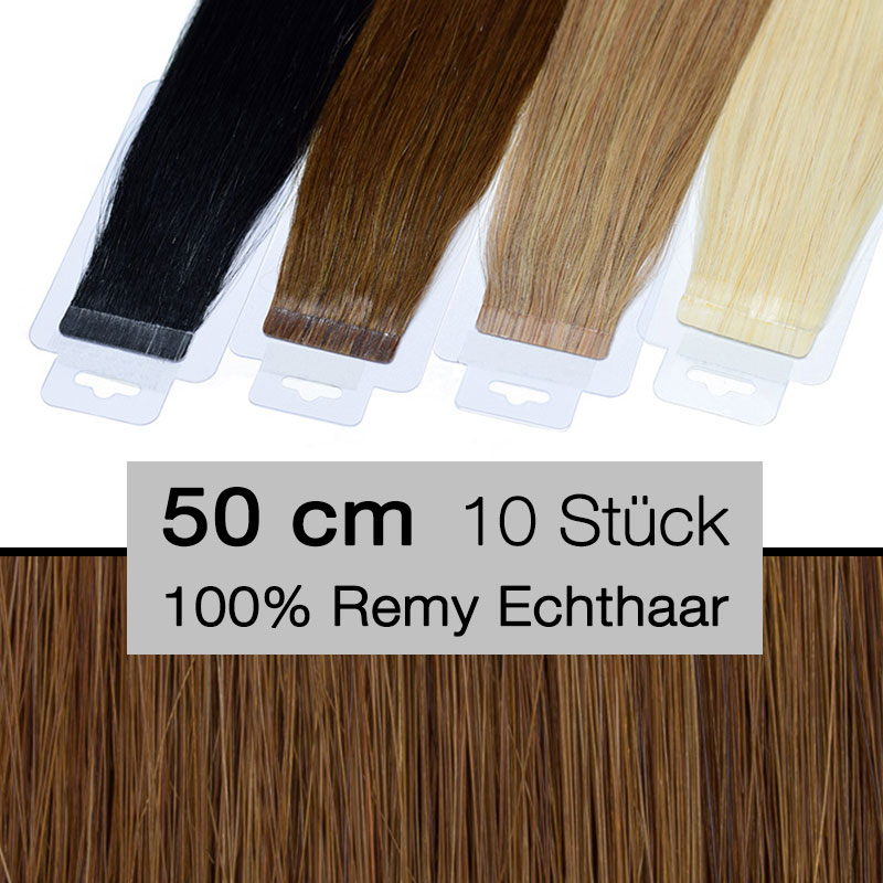 Tape In Hair Extensions Tressen 10 Stück 50 cm 4 cm 6 kastanienbraun