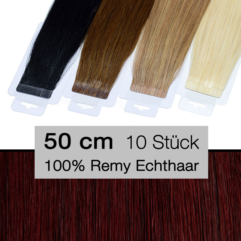 Tape In Hair Extensions Tressen 10 Stück 50 cm 4 cm 99j aubergine